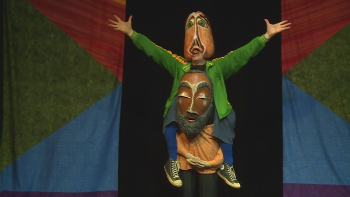 Doug in performance as both the Lame Man and the Blind Man